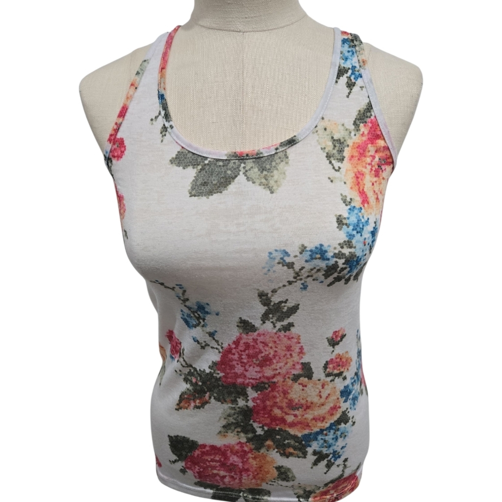 dELiA*s Floral Tank Top with Pink and Blue Accents